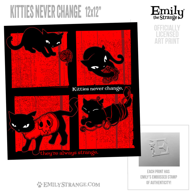 Kitties Never Change 12x12" Art Print Framed or Unframed