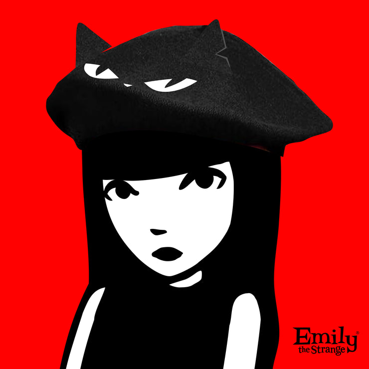 Emily the Strange Cat Eyes Black Beret