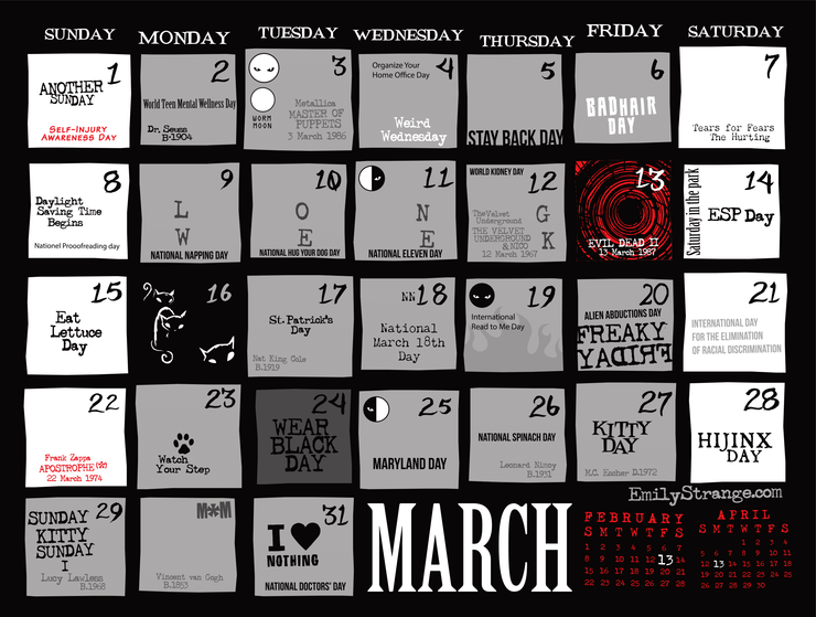 2026 Emily the Strange Calendar