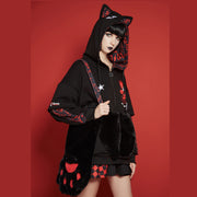 Chairman of The Bored Cat Zip Up Hoodie with Furry Paw Gloves