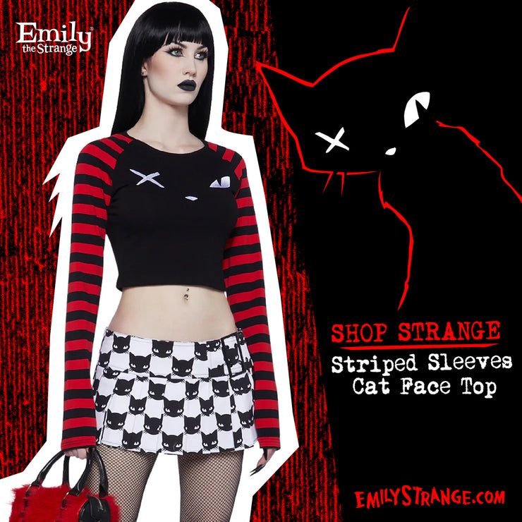 Striped Sleeves Cat Face Top