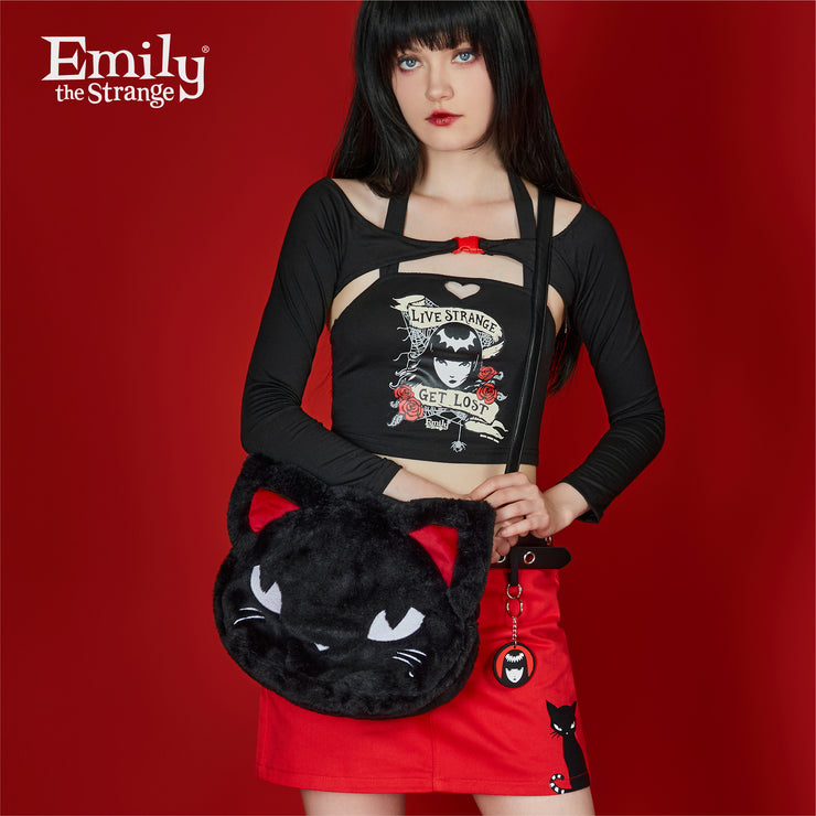 Emily The Strange Fuzzy Cat Head Bag