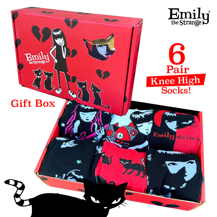 Emily The Strange Knee High Socks 6 Pair Gift Box