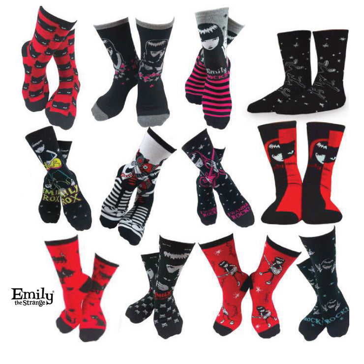 Emily The Strange Crew Socks 12 Pair Gift Box