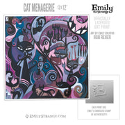 Cat Menagerie 12x12" Art Print Framed or Unframed