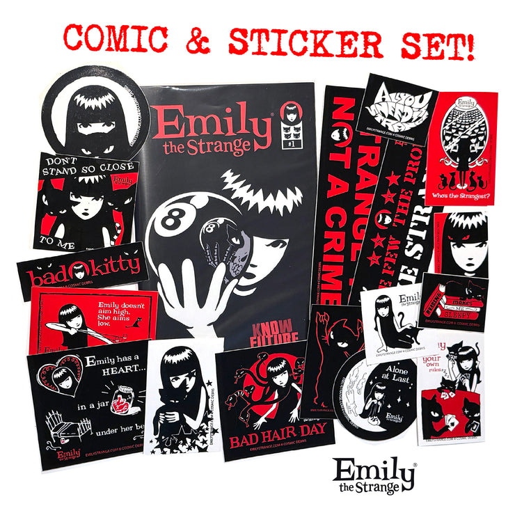Emily The Strange Comic Book 17 Stickers Set