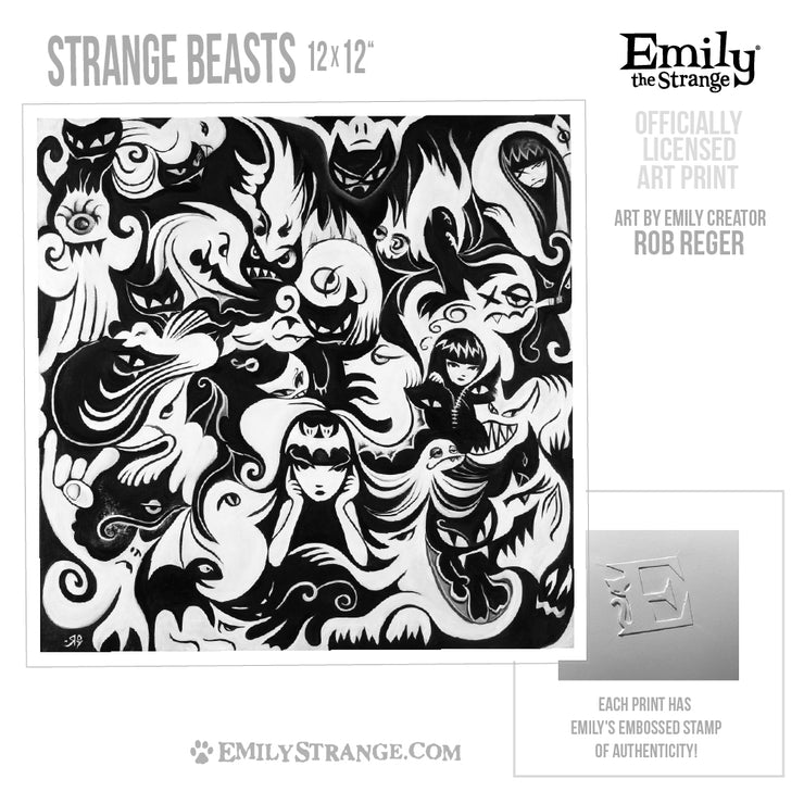 Strange Beasts 12x12" Art Print Framed or Unframed