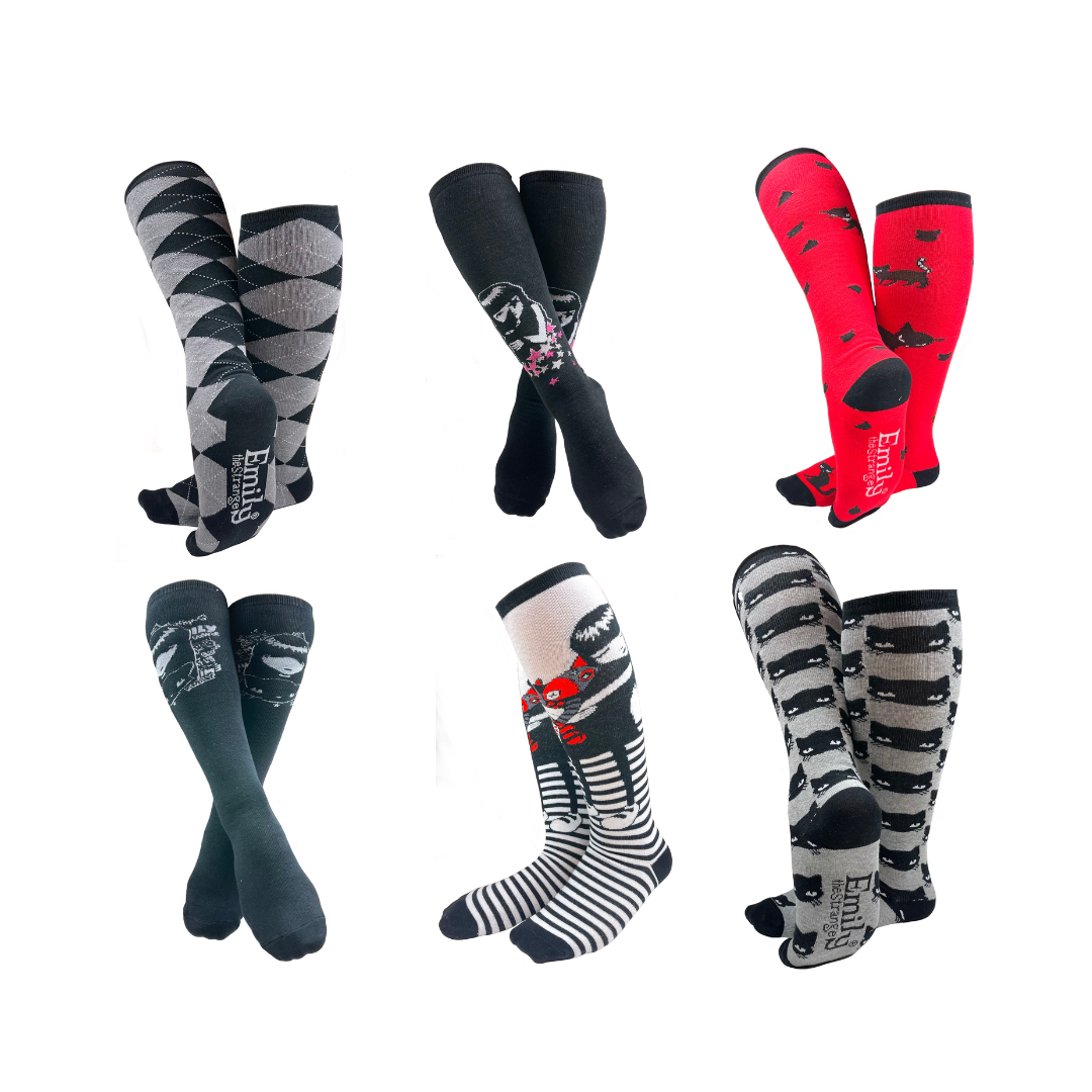 Strange Hugs Knee High Socks 6 Pair Gift Box