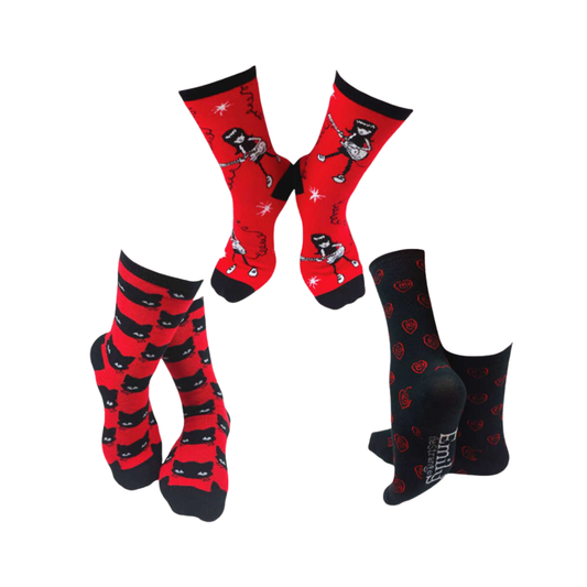 Chex Rocks Hearts 3 Pair Crew Socks
